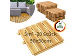 Floranica Piastrelle In Legno 50 X 50 Cm 20 Pz./ 5 M² Naturale Pavimentazione Da Esterno Per Giardino, Terrazze E Balconi
