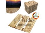 Floranica Piastrelle In Legno 30 X 30 Cm 11 Pz./ 1 M² Non Trattato Pavimentazione Da Esterno Per Giardino, Terrazze E Balconi