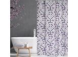 Msv Tenda Da Doccia Premium In Tessuto Antimuffa - Antibatterica, Lavabile, 100% Impermeabile - Poliestere, "Mosaiko"" Viola 180X200Cm - Spain"