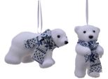 Decorazione Per Albero Di Natale Orso Polare In Plastica Con Sciarpa 11Cm Bianco 1 Pezzo Assortito.