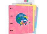 Disney, Cartella A4 Stitch 4 Anelli, Elastica, Robusta, Interno Colorato, Rosa