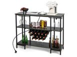 Armadio Wine Bar Costway, Scaffale Per Vino Con Ripiani, Portabicchieri, Portabottiglie E Prese, Supporto Per Elettrodomestici Di Facile Manutenzione Per Casa, Cucina, Bar