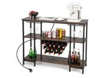 Armadio Wine Bar Costway, Scaffale Per Vino Con Ripiani, Portabicchieri, Portabottiglie E Prese, Supporto Per Elettrodomestici Di Facile Manutenzione Per Casa, Cucina, Bar