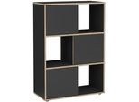Raumteiler FMD Elias, schwarz (anthrazit, eiche nb), B:68,5cm H:101cm T:33cm, Holzwerkstoff, Regale, Raumteiler
