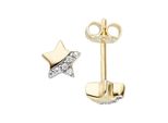 Paar Ohrstecker Jobo "Stern", Gelb (Gelbgold 375), Ohrringe, Damen, Gelbgold 375, 375 Gold Mit Zirkonia