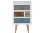 Comodino Thames Bianco Con Diversi Cassetti Colorati. Consegnato Completamente Montato.