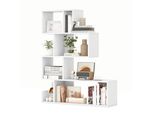 Costway Libreria A 5 Livelli A Forma Di S, Scaffale Geometrico Con Scomparti Aperti, Scaffale Per Ambienti Con Set Antiribaltamento Bianco