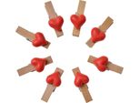 Clayre & Eef Pioli Decorativi 3X2 Cm Cuori In Legno Rosso