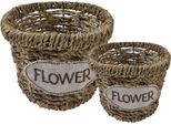 Set Di 2 Cestini Portaoggetti Clayre & Eef Ø 16 / Ø 13 Cm In Seagrass Marrone