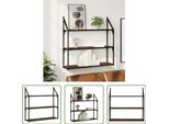 The Living Store Mensola A Muro 3 Scomparti Rovere Fumé 80X21X78,5 Cm Materiale In Legno