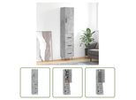 The Living Store Credenza In Cemento Grigio 34,5X34X180 Cm Materiale In Legno