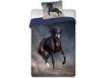 Faro Cotone Biancheria Da Letto 160X200 Cavallo Tornado Nero Blu Scuro Cavalli 004 Federa Per Ragazzi 70X80