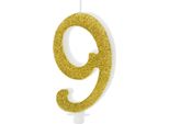 1 Candela Di Compleanno Xl Candela Torta 9° Compleanno Ca 10 Cm Oro Bianco