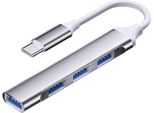 Inf Adattatore USB-C A 4 Porte: 3X Usb 2.0 + 1X Usb 3.0 In Alluminio Grigio