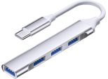 Inf Adattatore USB-C A 4 Porte: 3X Usb 2.0 + 1X Usb 3.0 In Alluminio D'argento