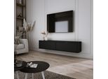 Mobile Tv 140 Cm A Parete Nero Aura - Minimalista E Moderno