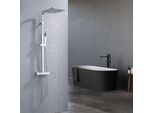 Sistema Doccia Homelody Con Termostato, Soffione A Pioggia Quadrato Extra Large 30*30CM, Soffione Cromato In Acciaio Inox 304, Campo Di Regolazione 730-1153 Mm