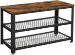 Vasagle Scarpiera Con 2 Ripiani, Industriale, Vintage, Marrone, 30X73X45Cm
