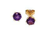 Paar Ohrstecker Jobo, Gelb (Gelbgold 585), Ohrringe, Damen, 5,3Mm, Gelbgold 585, Rund 585 Gold Mit Amethyst