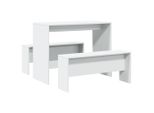 Syfax™ Set Tavolo Da Pranzo Con Panche 3 Pz Bianco In Truciolato