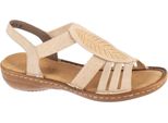 Rieker 608C0 62 Sandalo Con Zeppa Da Donna Beige, Beige, Misura 39