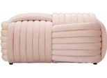 Pouf Di Design Moderno In Velluto, Intrecciato, 90X45X45Cm, Softy - Rosa