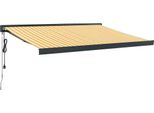 Vidaxl Tenda Da Sole Retrattile Gialla E Bianca 3,5X2,5 M In Tessuto E Alluminio