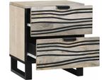 Vidaxl Comodino Bianco E Nero 40 X 33 X 46 Cm In Legno Massiccio Di Mango