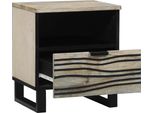 Vidaxl Comodino Bianco E Nero 40 X 33 X 46 Cm In Legno Massiccio Di Mango