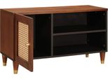 Vidaxl Mobile Tv Con Ripiano Marrone 80 X 31,5 X 46 Cm In Legno Massiccio Di Mango