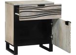 Vidaxl Comodino Bianco E Nero 50 X 33 X 60 Cm In Legno Massiccio Di Acacia
