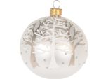 Palla Di Natale In Vetro Con Albero Caduto, Perla (8 Cm)