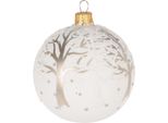 Palla Di Natale In Vetro Con Albero Caduto, Bianca (8 Cm)