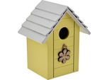 Casetta Per Uccelli In Legno Con Fiore Giallo (14X17 Cm)