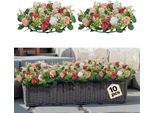 Vevor Corona Di Fiori Artificiali, 340X340X90 Mm, Corona Di Fiori Artificiali Con Rose Rosa E Bianche, Centrotavola Per San Valentino, Festa Della Mamma, Festa, Matrimonio E Decorazione Della Tavola, 10 Pezzi.