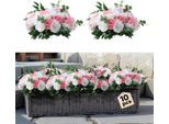 Vevor Fiori Artificiali, 10 Pezzi, 45,7 Cm Di Diametro, Rose Di Seta, Palline Di Fiori Artificiali, Decorazione Della Tavola Per Matrimoni, Composizioni Di Rose Per Centrotavola Di Matrimonio, Decorazioni Per La Casa, Rosa E Bianco
