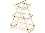 Etagere A 3 Livelli Con Maniglia, Cesto Di Frutta In Oro - Portatile E Salvaspazio