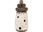 Figura Decorativa Clayre & Eef Faro Ø 11X23 Cm Legno Bianco Marrone