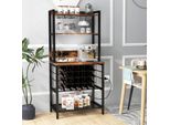 Costway Frigorifero Per Vino Con 4 Ripiani, Portabicchieri, Portabottiglie E Presa, Portaoggetti Da Cucina, Portaoggetti, Vintage Industriale Marrone