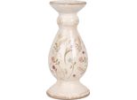 Portacandele Clayre & Eef Ø 12X26 Cm Fiori In Ceramica Beige