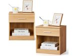 Fch Comodino, Con Cassetti Tavolino Comodino, 39 X 28 X 41 Cm，Quercia, 2PCS