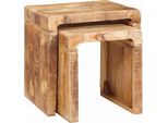 Vidaxl Tavolini In Legno Massiccio Marrone Mango