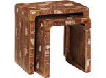 Vidaxl Tavolini Multicolore In Legno Massiccio Antico