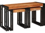 Vidaxl Tavolini In Legno Massiccio Di Acacia Marrone E Nero