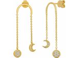 Orecchini Cai In Argento Sterling 925/- 3,5 Cm Zirconi Gialli Zirconi 484230014