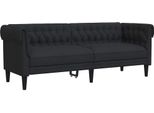 Divano Chesterfield 3 Posti In Tessuto Nero