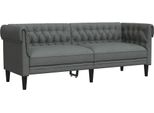 Divano Chesterfield 3 Posti In Tessuto Grigio Scuro