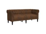 Divano Chesterfield 2 Posti In Tessuto Marrone