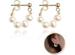 Orecchini Flamenco Mystique In Acciaio Chirurgico Placcato Oro 14K Con Perle E Pendente In Argento S925 KST3405