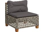 Vidaxl Divano Da Giardino Senza Braccioli Con Cuscini In Poly Rattan Grigio